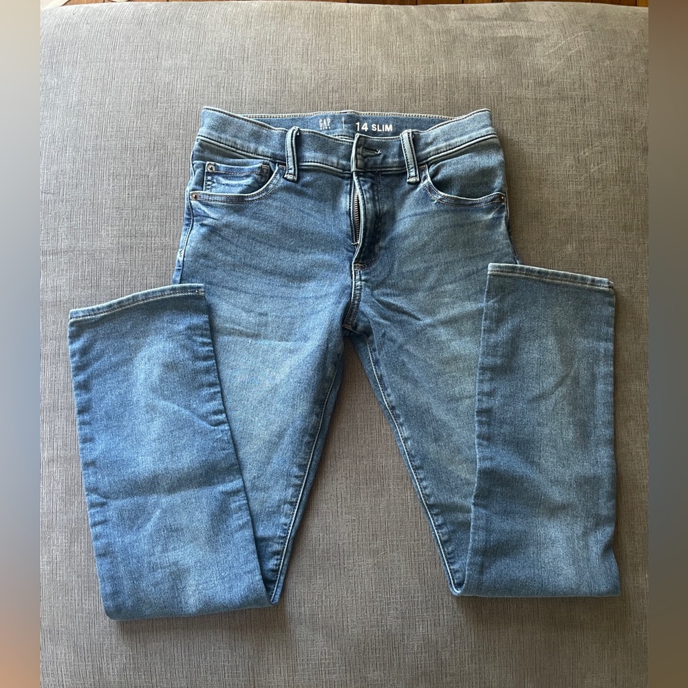Boys size 14 slim GAP jeans. Worn once! Has some stretch.